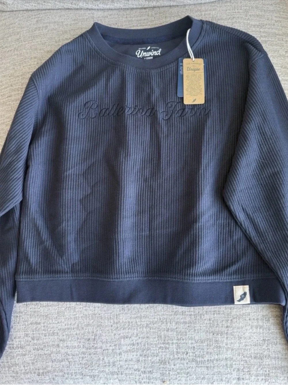 Ballerina farm Navy Ribbed Crewneck Sweater for women medium - Picture 1 of 4